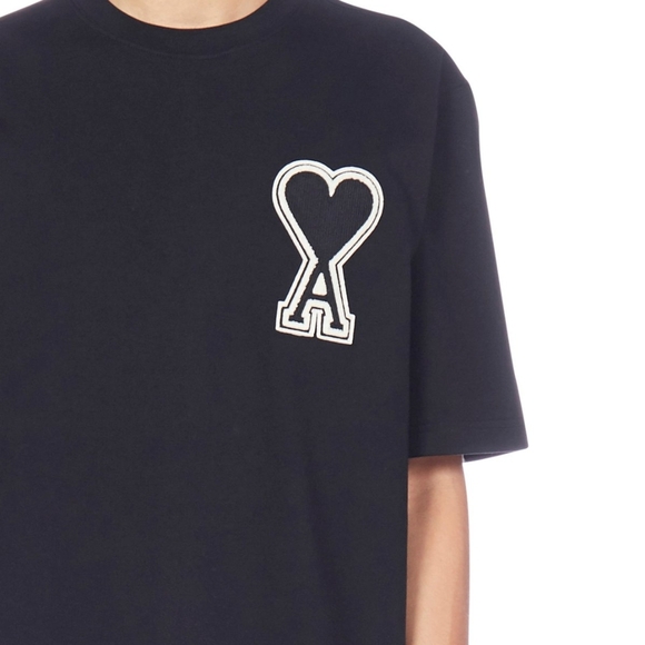 Ami Other - Ami Black T-Shirt with Heart Logo